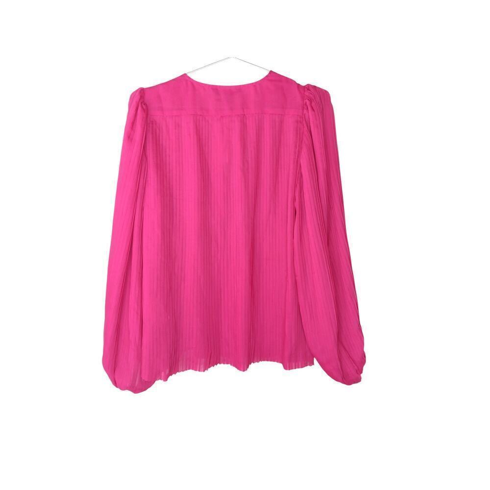 New Banana Republic Women’s Hot Pink Pleated Blouse Top Long Sleeve Size S $150 - Picture 3 of 12